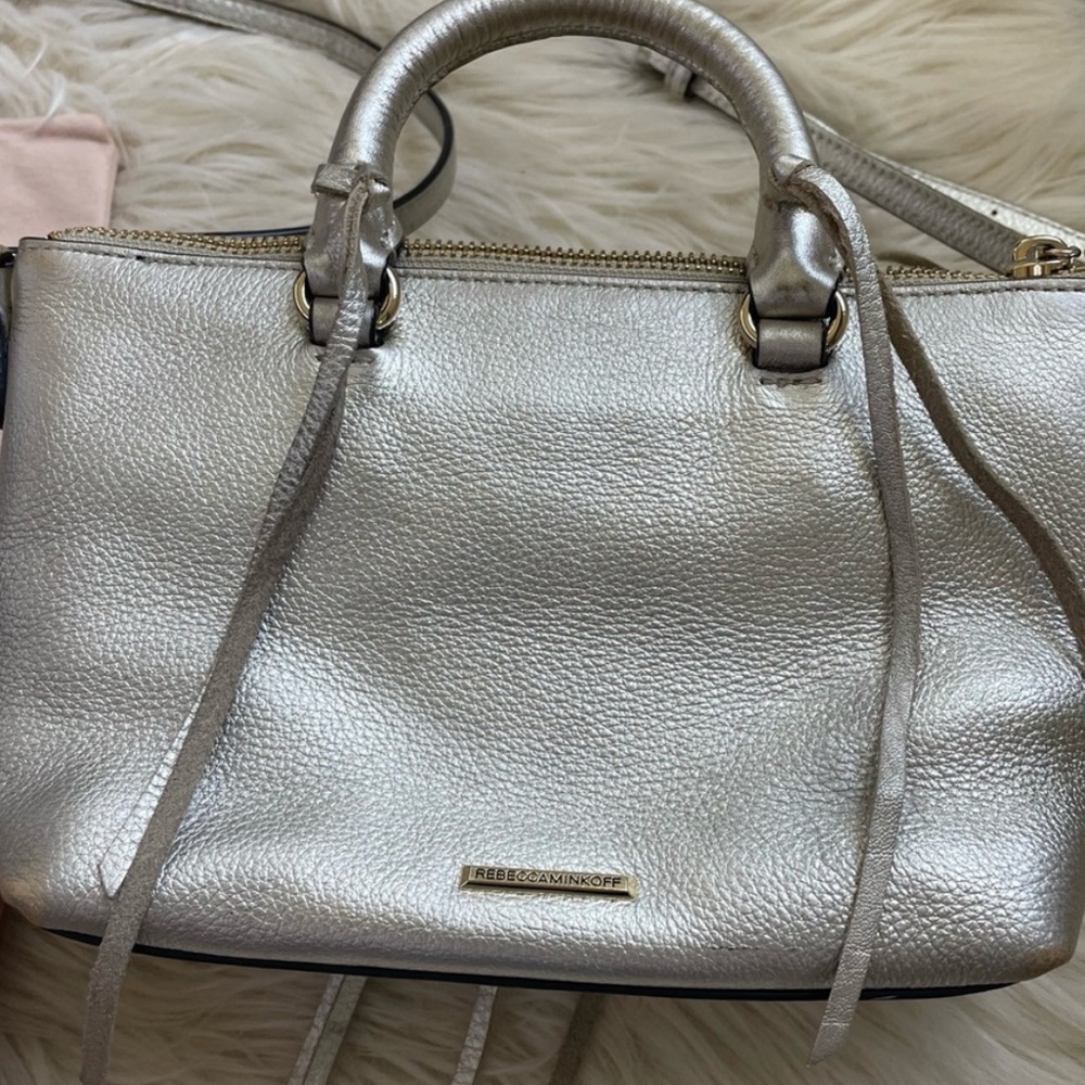 Rebecca Minkoff Metallic‎ Gold 100%Leather Tassel Accent Detail MiniCross Bag - Picture 7 of 13